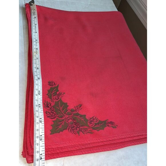 Vintage Napkins Holiday Red Holly Motif Christmas Set of 6 Casual Rayon Cute - Picture 4 of 9